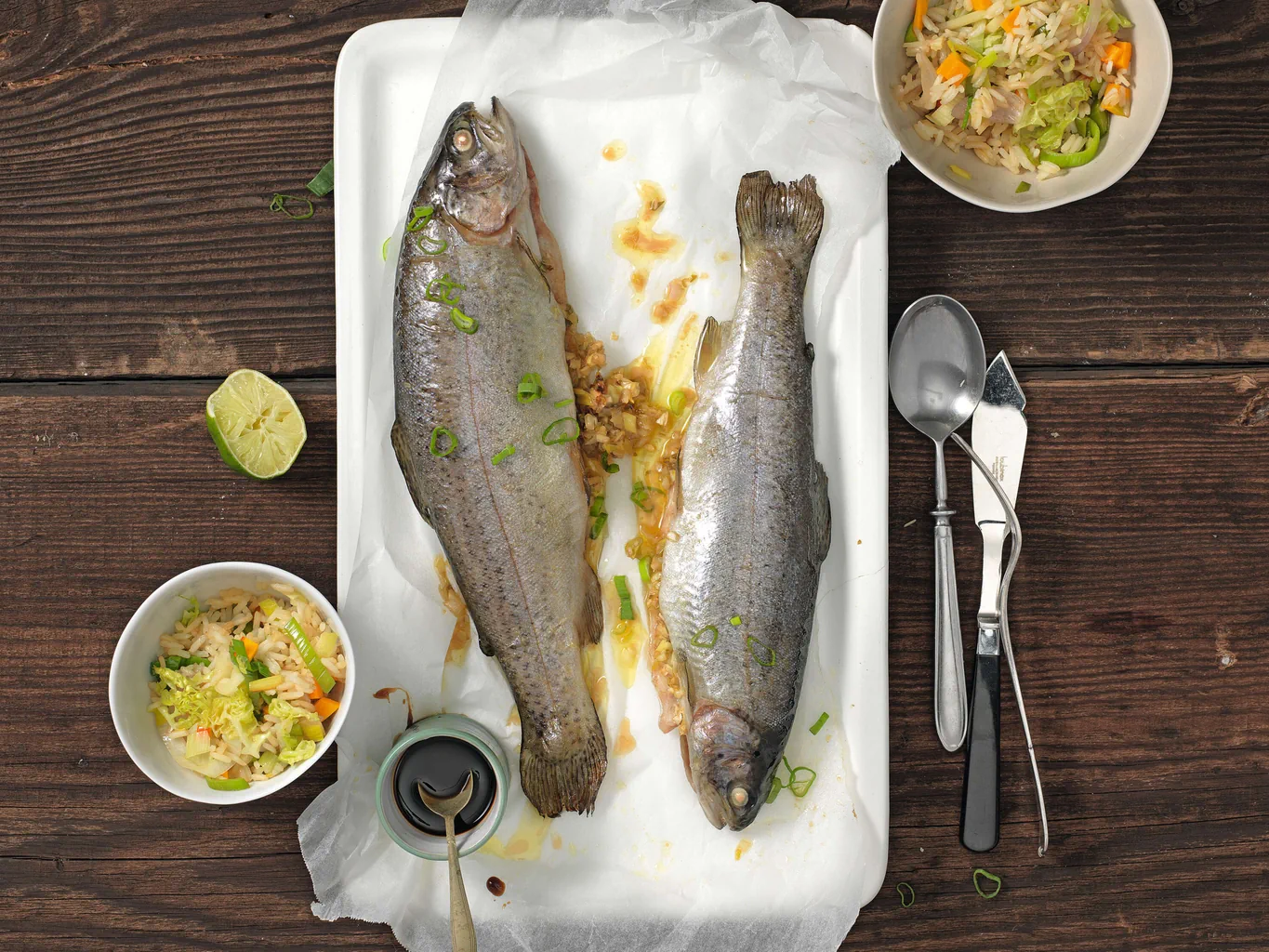 Trota con zenzero e limetta