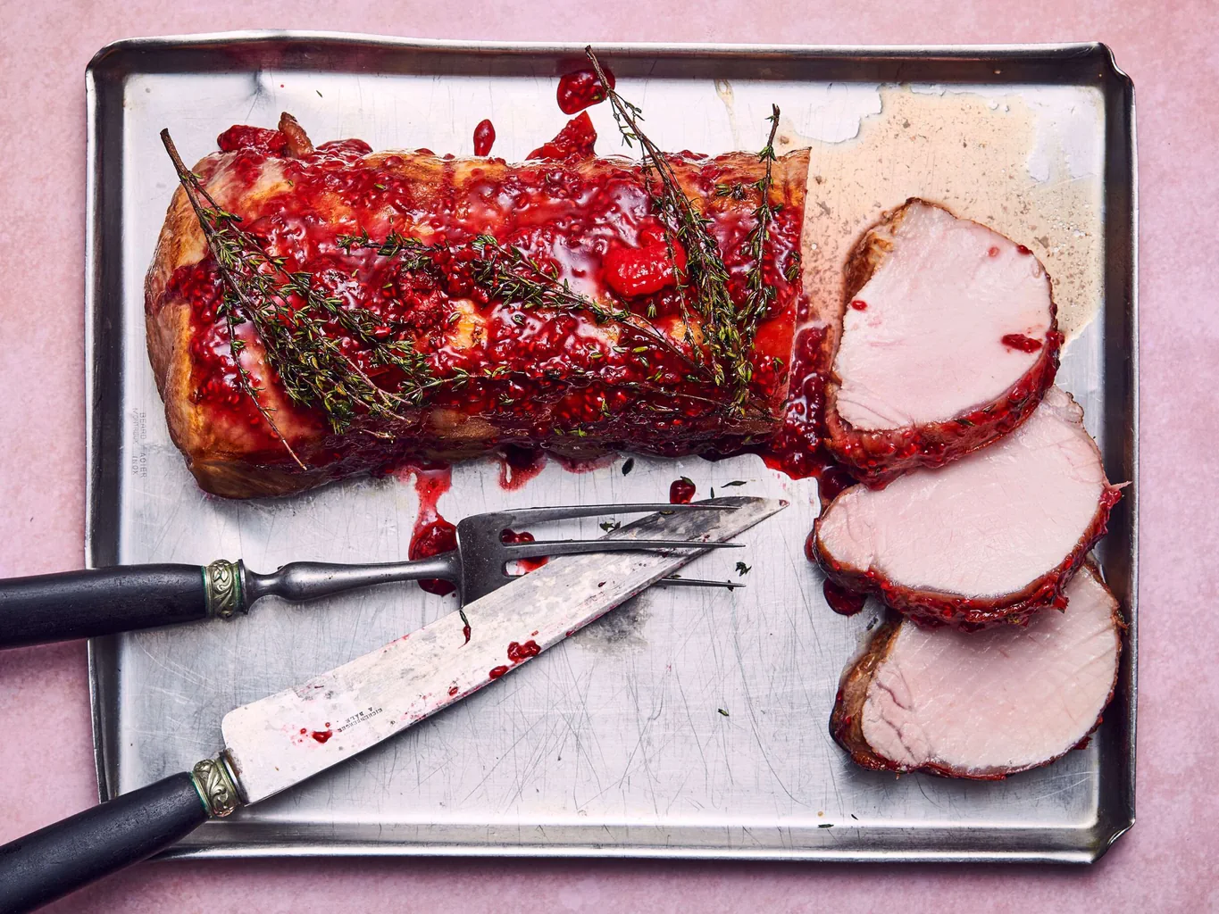 Lonza di maiale in marinata di lamponi dolce-piccante