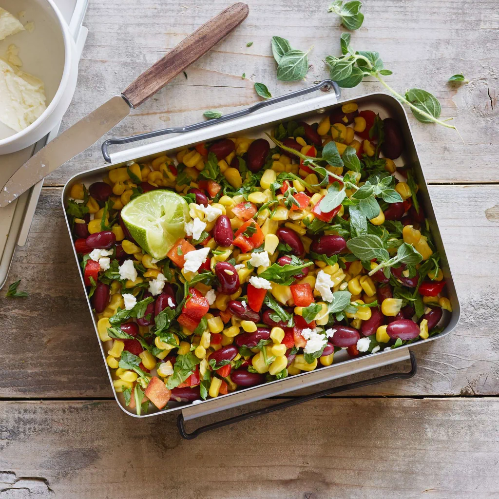 Bohnensalat fixfertig mit Ziegenkäse 