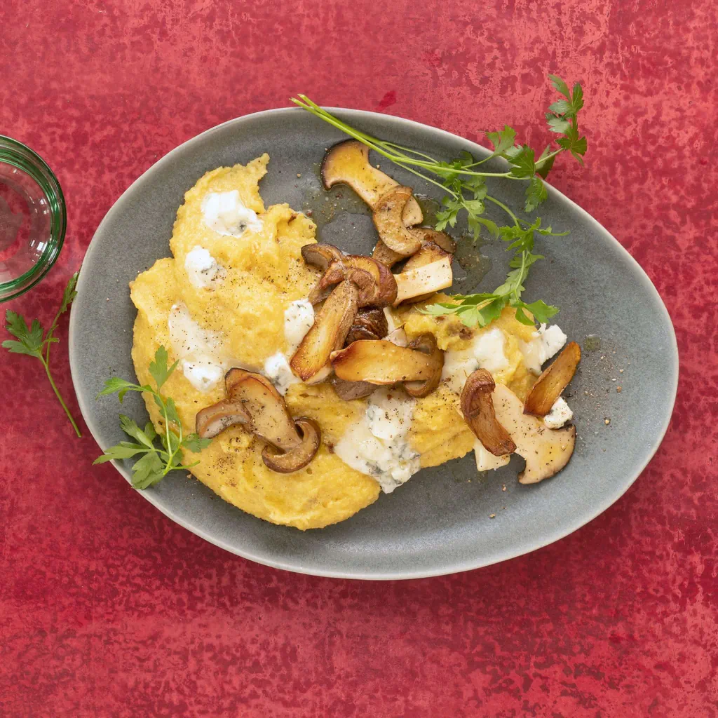 Champignons poêlés sur polenta