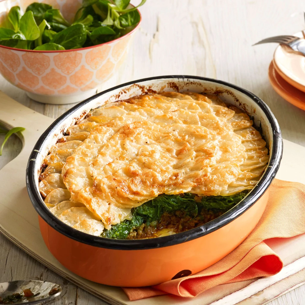 Hackfleischgratin mit Spinat und Kartoffeln
