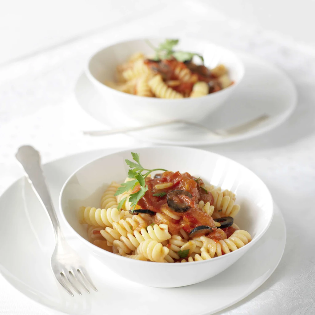 Fusilli all’arrabbiata con olive