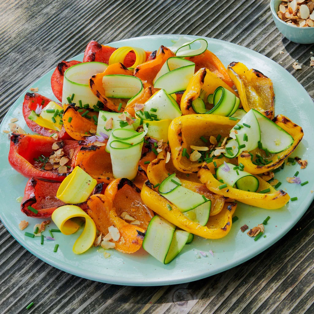 Peperoni grigliati con zucchine