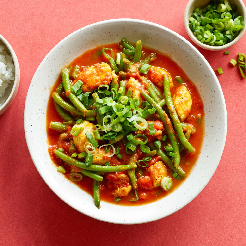 Curry de poulet aux haricots verts 