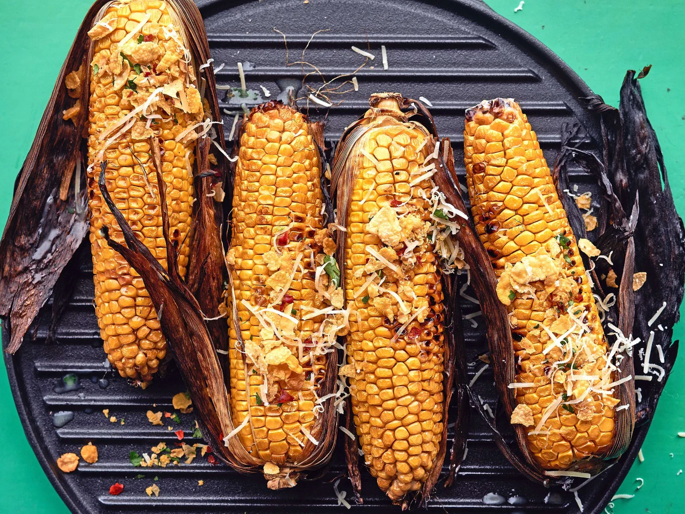 Maïs grillé avec émiettée de corn-flakes