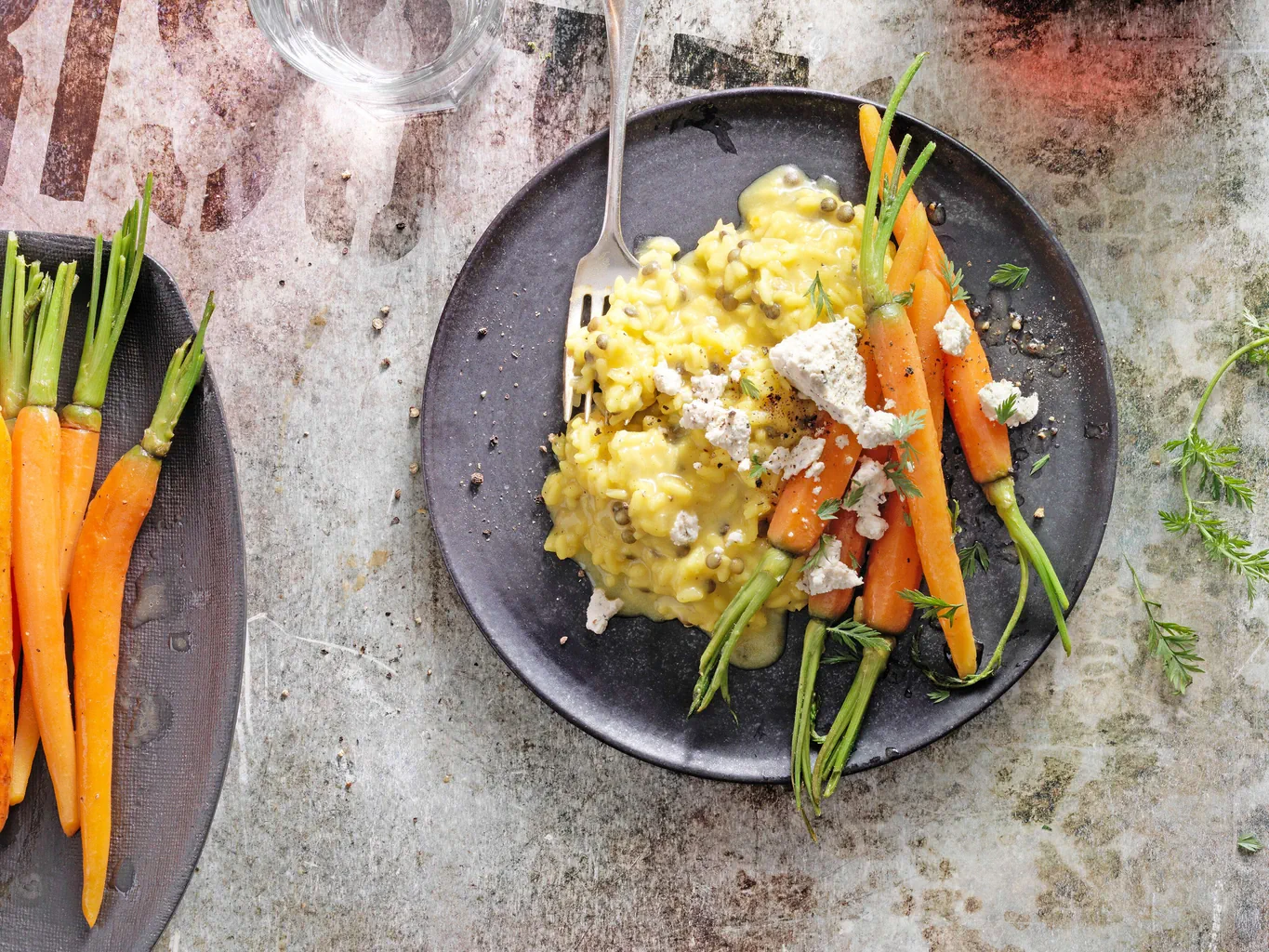 Safran-Linsen-Risotto mit Karotten