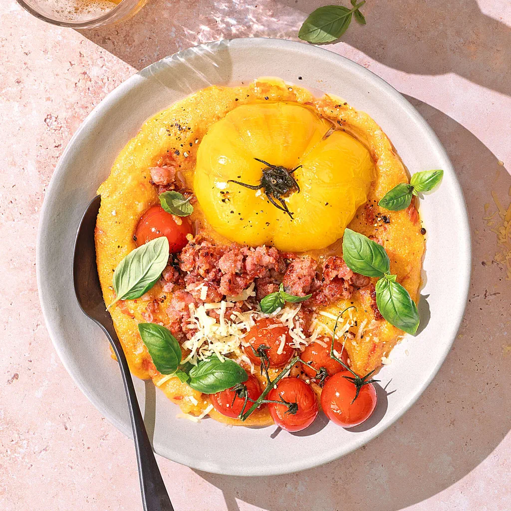 Tomatenpolenta mit Salsiccia