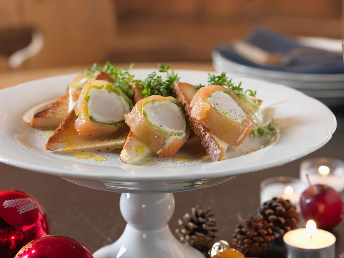 Kabeljau-Lachs-Röllchen