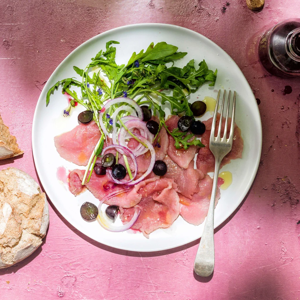 Carpaccio de veau avec vinaigre balsamique maison