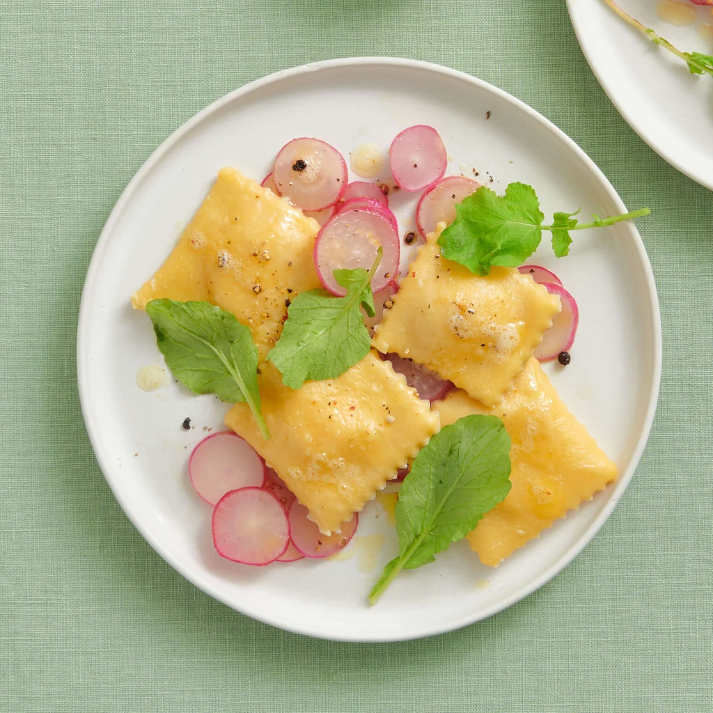 Ravioli et radis roses