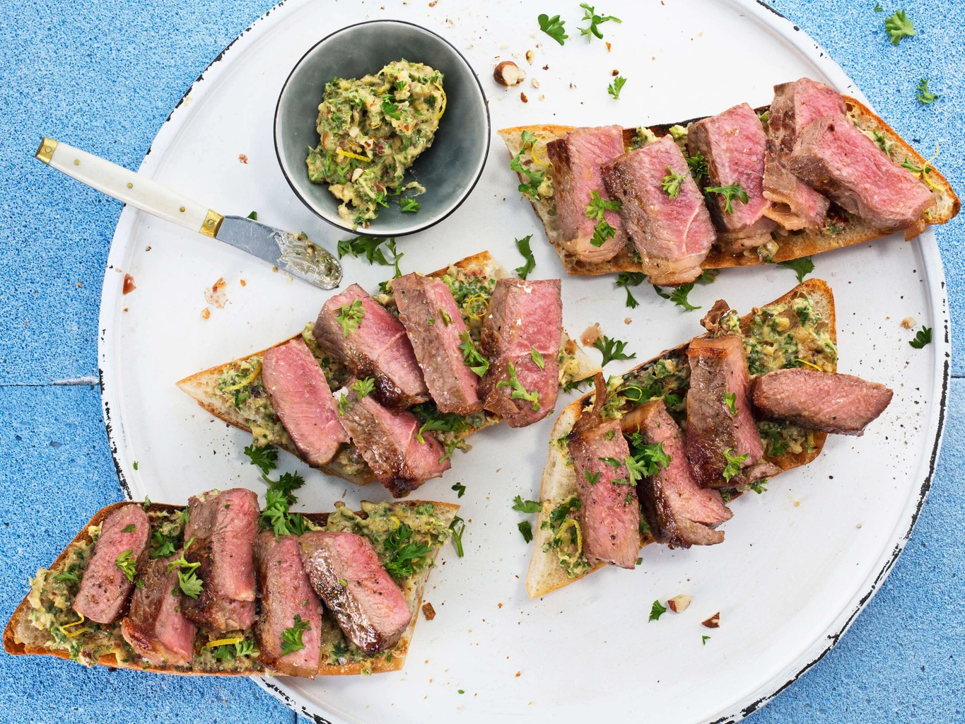 Entrecôte sur baguette croustillante