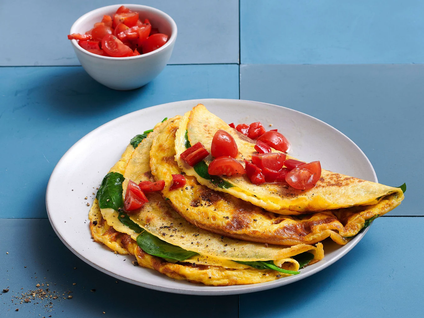 Tortilla-Omeletten mit Spinat und Käse