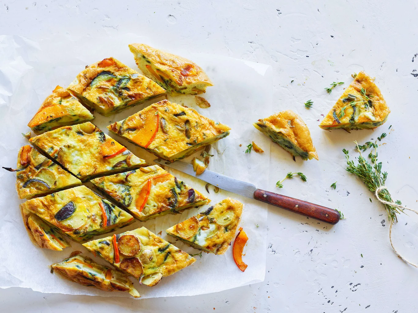 Tortilla mit Kartoffeln, Kürbis und Kräutern