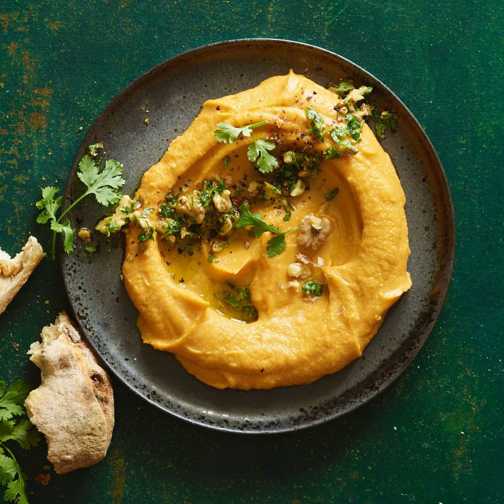 Houmous à la patate douce et aux noix