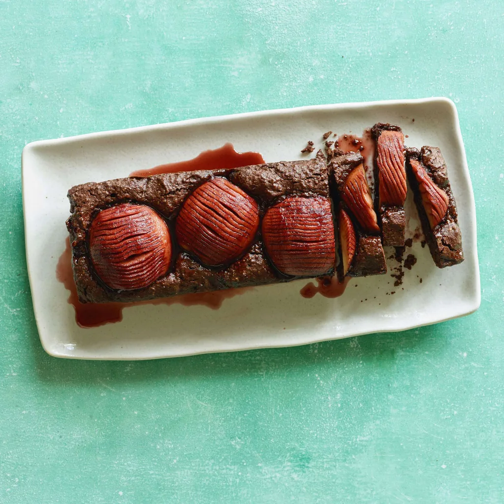 Cake au chocolat, au jus de raisin et aux pommes