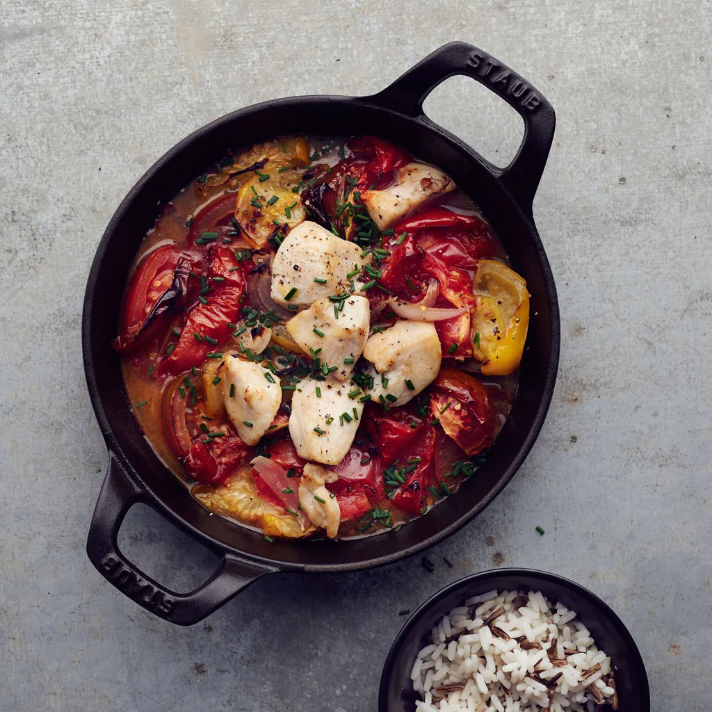 Spezzatino di pollo con pomodori