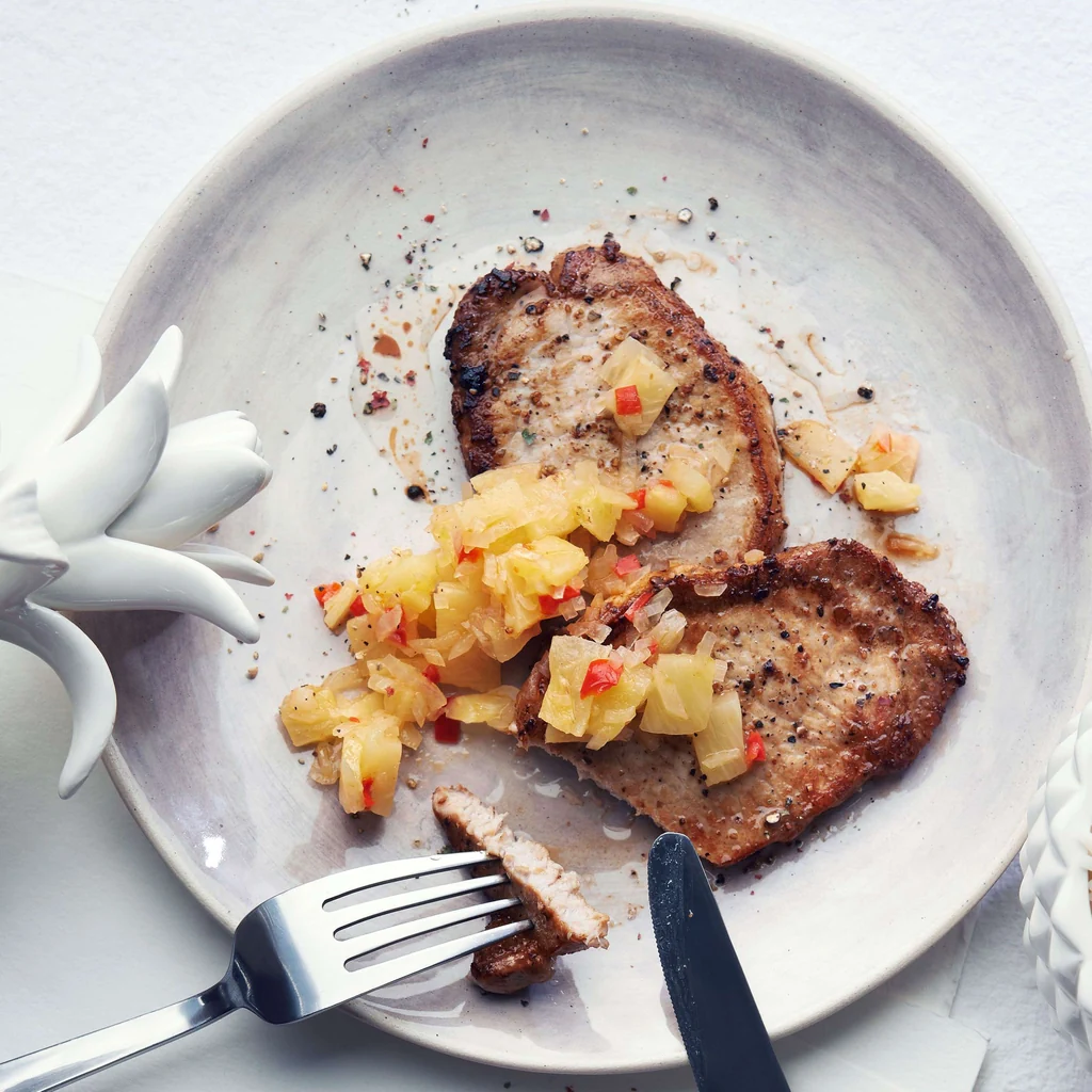 Schweinsplätzli mit Ananas-Chutney