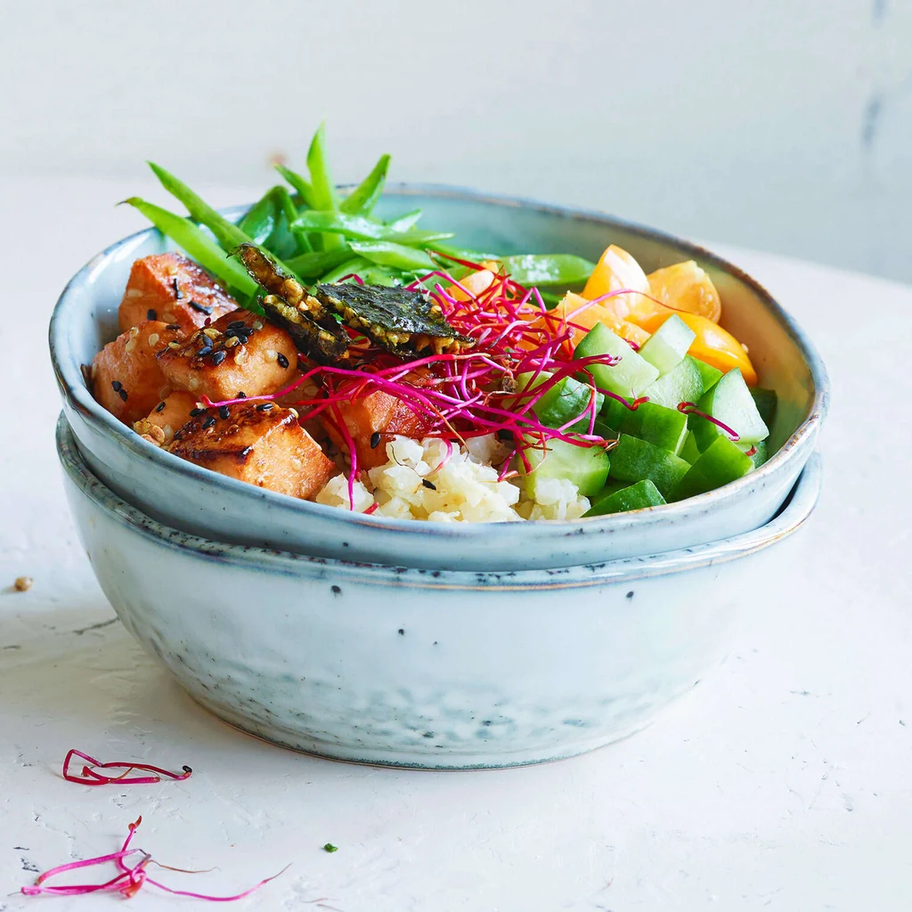 Bowl au saumon et au chou-fleur
