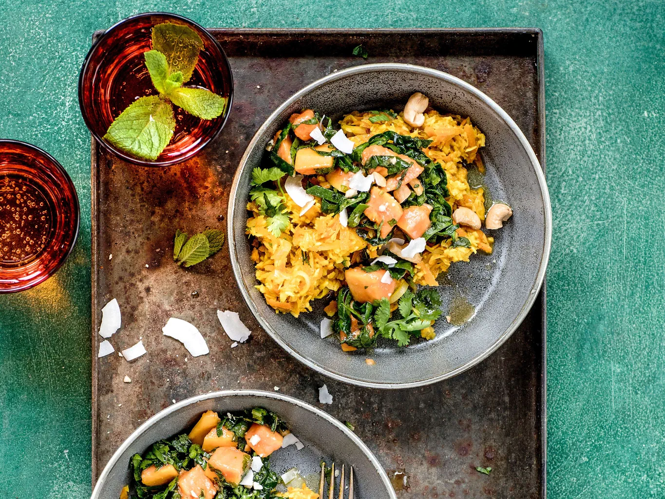 Curry di carote e cocco con papaia in insalata