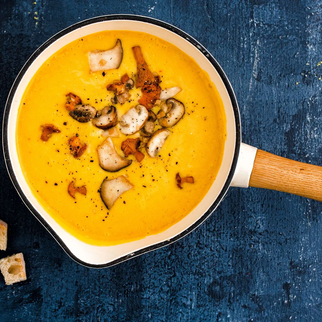 Fondue au safran avec champignons 
