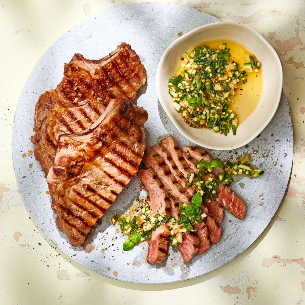 Kalbstagliata mit Pestosauce