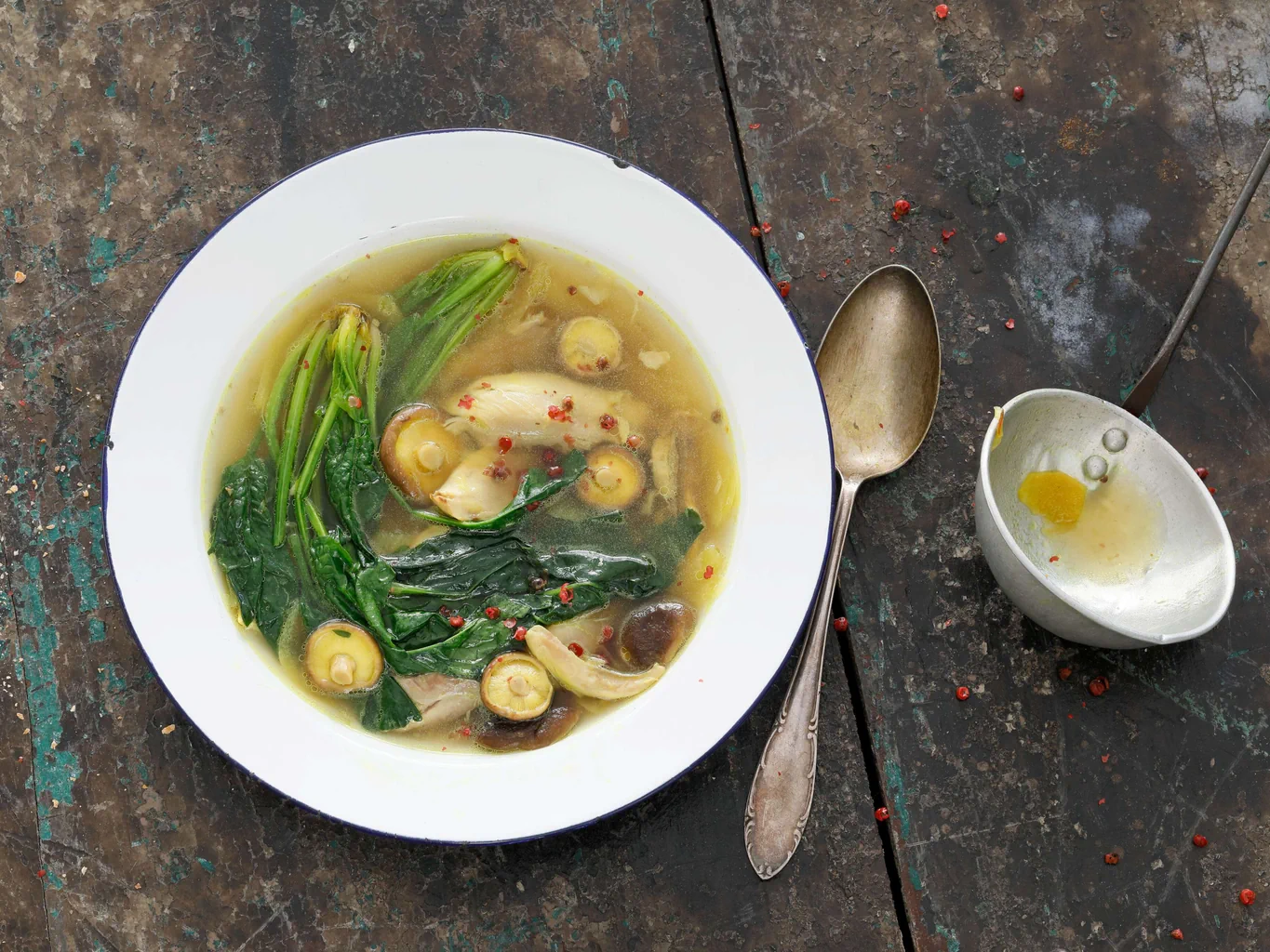 Hühnersuppe mit Spinat
