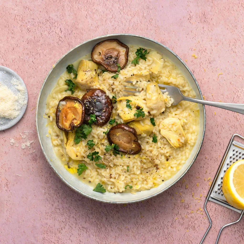 Risotto aux artichauts et aux shiitakés