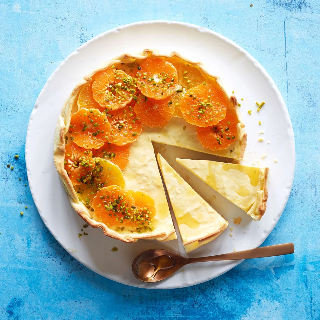 Tarte aux mandarines avec miel aux épices