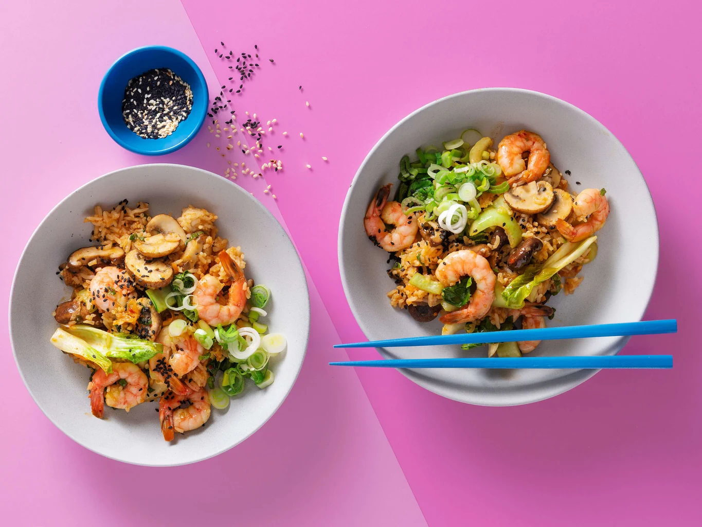 Riz frit au kimchi et aux crevettes