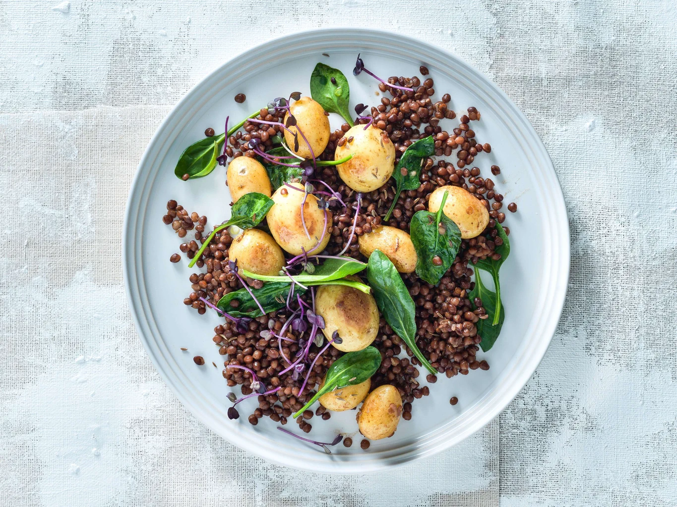 Kartoffelsalat mit Linsen