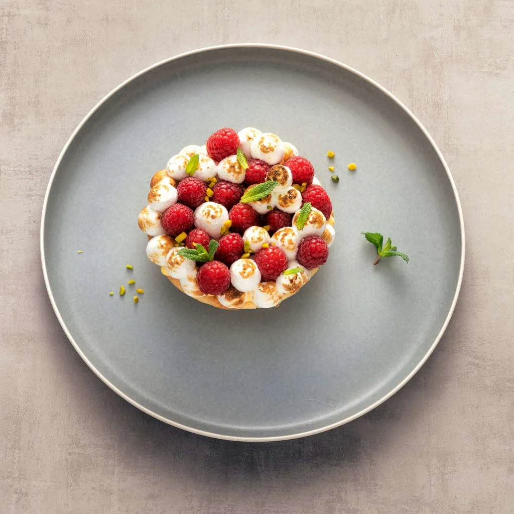 Tartelettes aux framboises meringuées