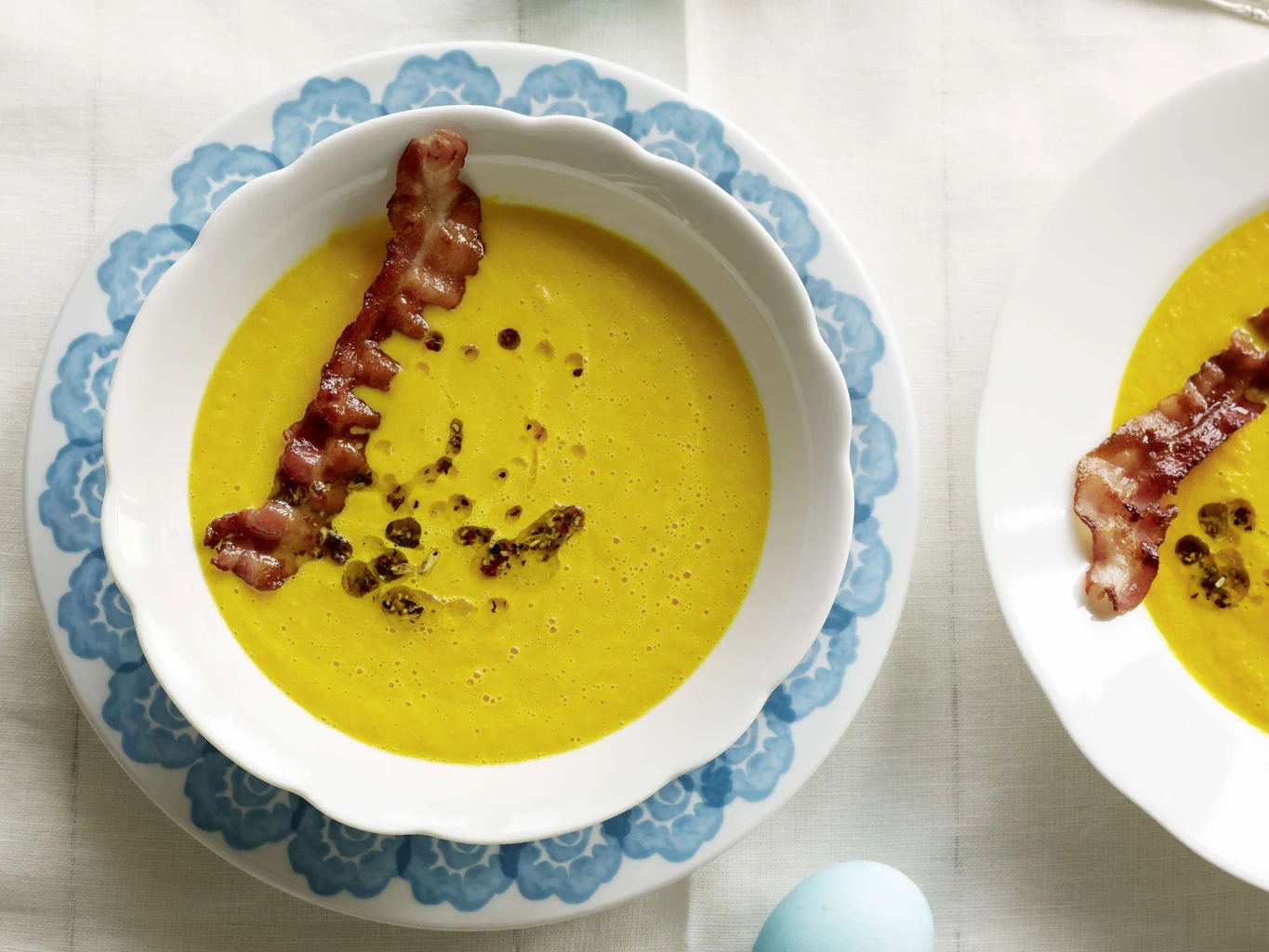 Vellutata di carote con olio pepato e pancetta