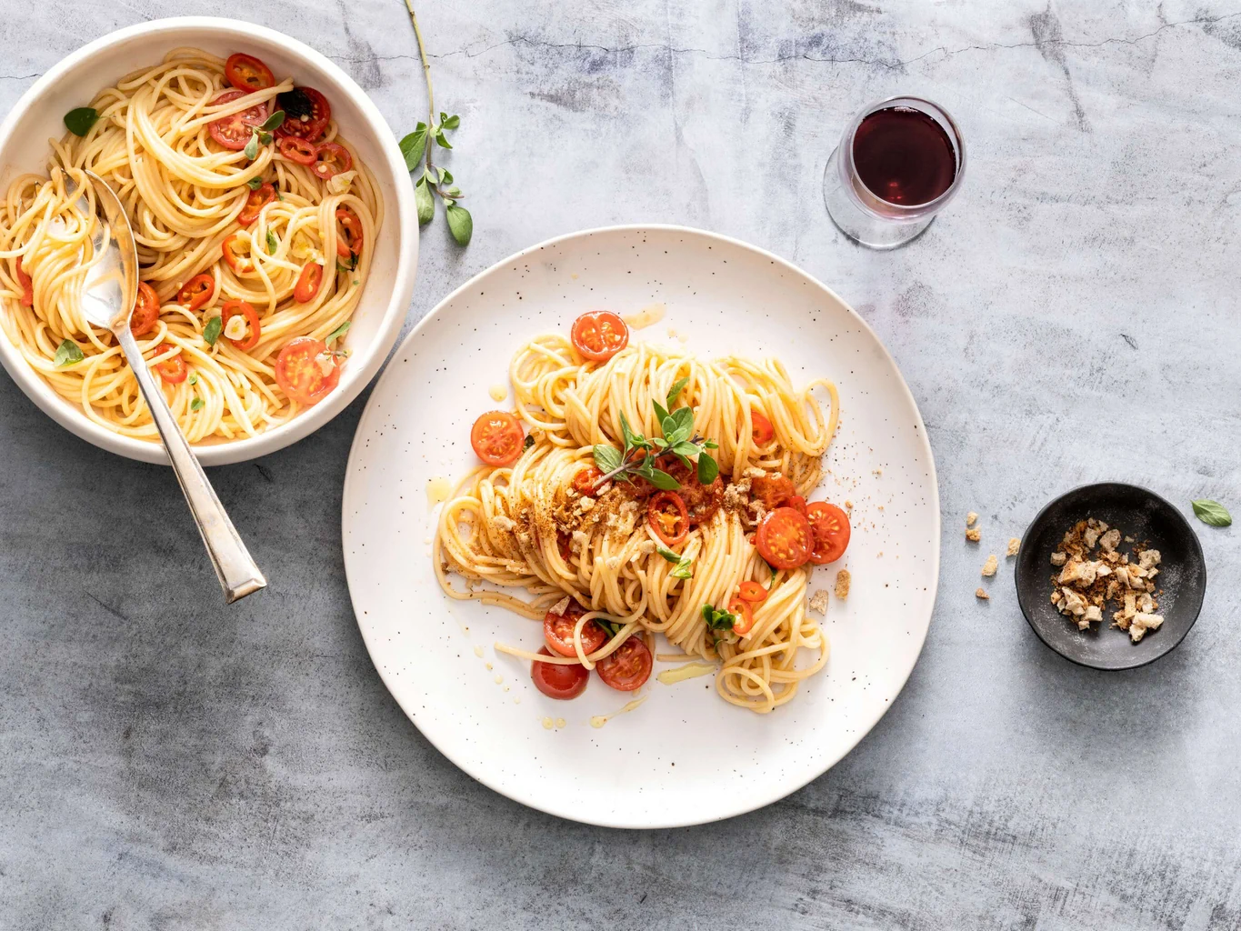 Spaghetti aux tomates cerises