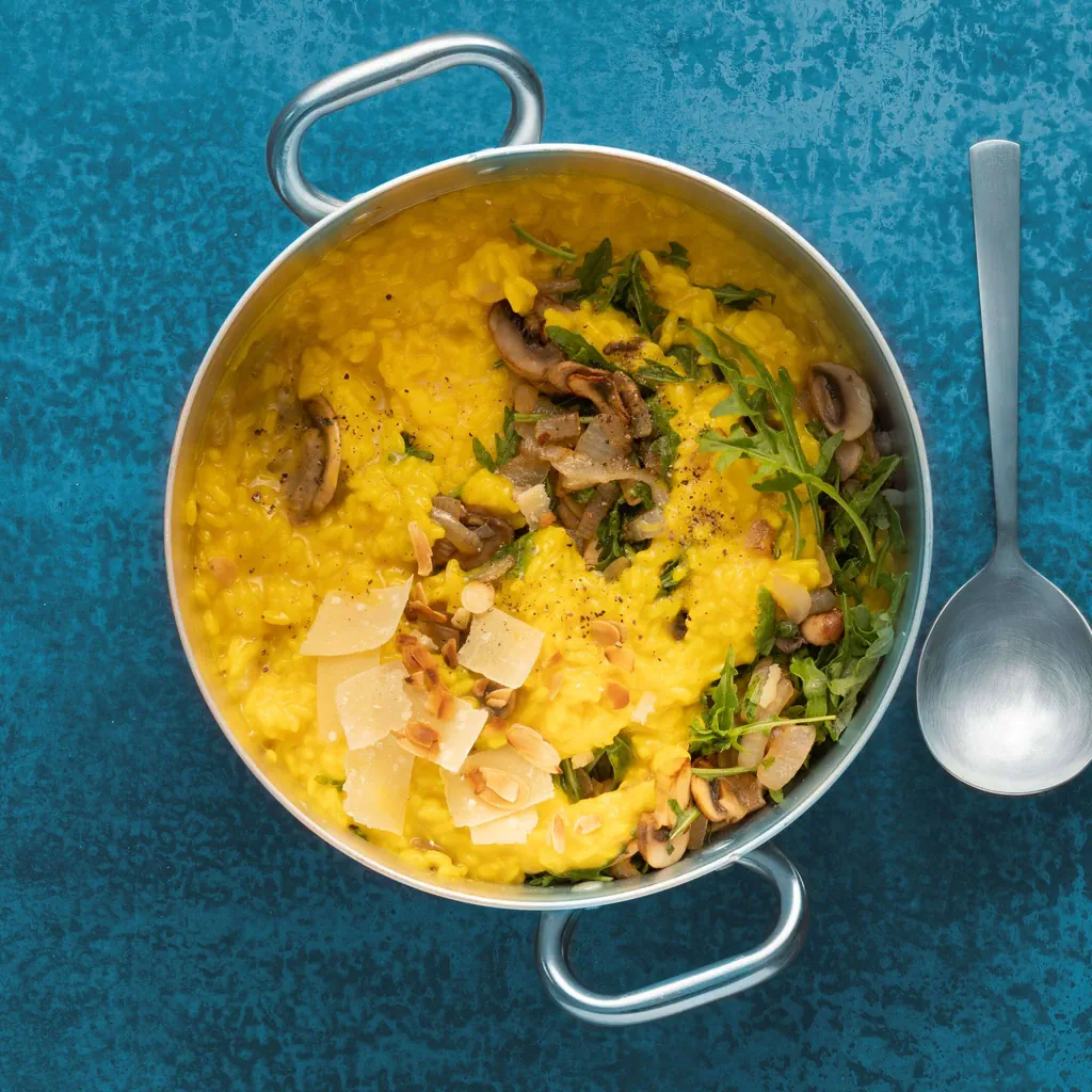 Risotto tout prêt avec champignons et roquette 