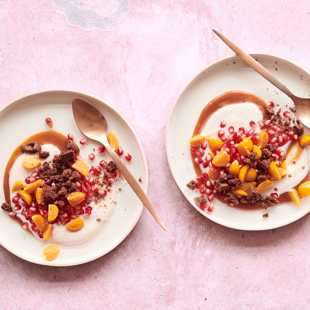 Ricotta mit Granatapfel und Salzcaramel