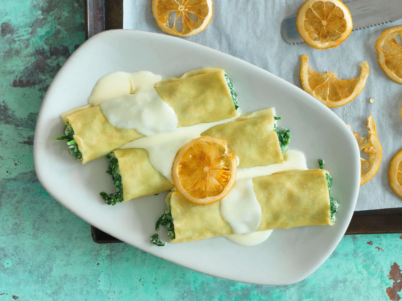 Cannelloni farcis à l’ail des ours avec crème citronnée