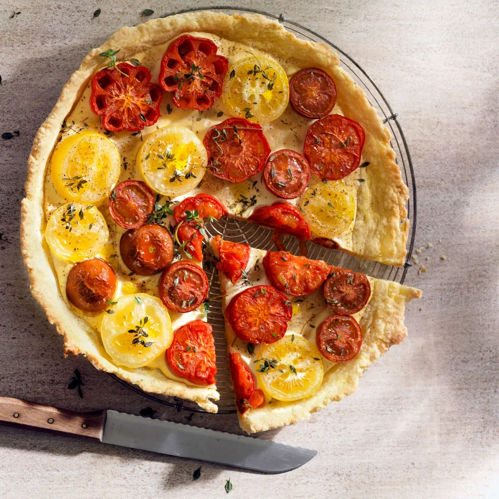 Tarte aux tomates parfumée au thym citron