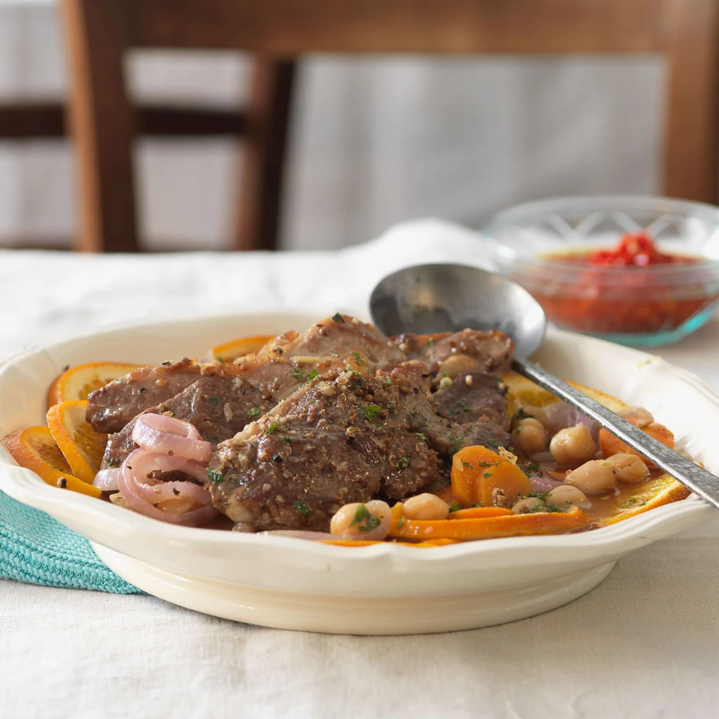 Agneau braisé aux oranges et aux carottes