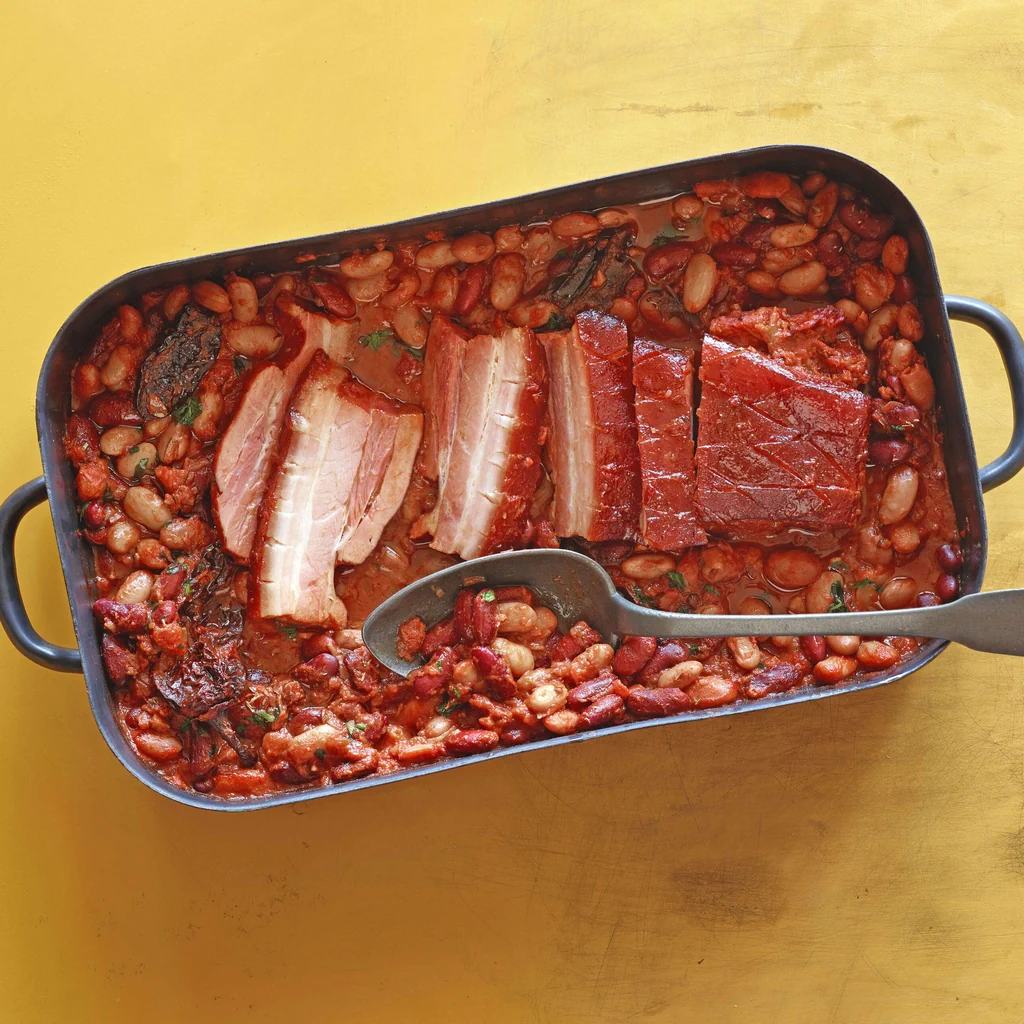 Bohnen mit Speck und Tomaten