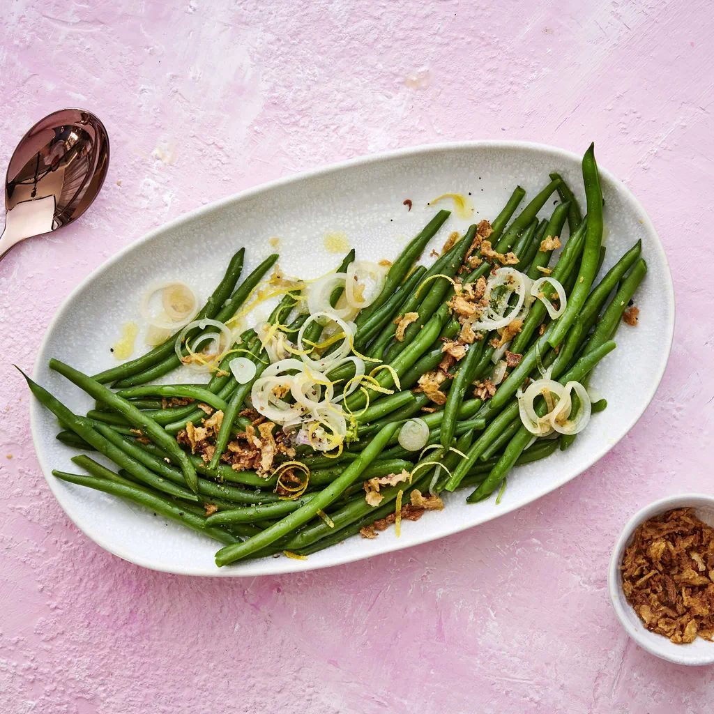 Haricots verts aux oignons et au citron 