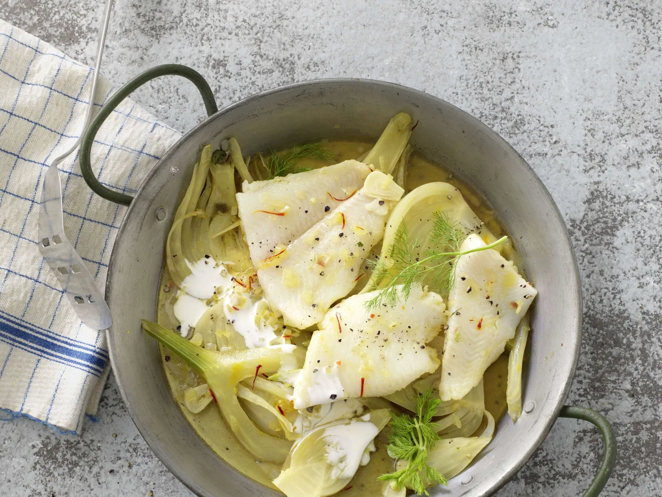 Heilbutt in Safran-Fenchel-Sud
