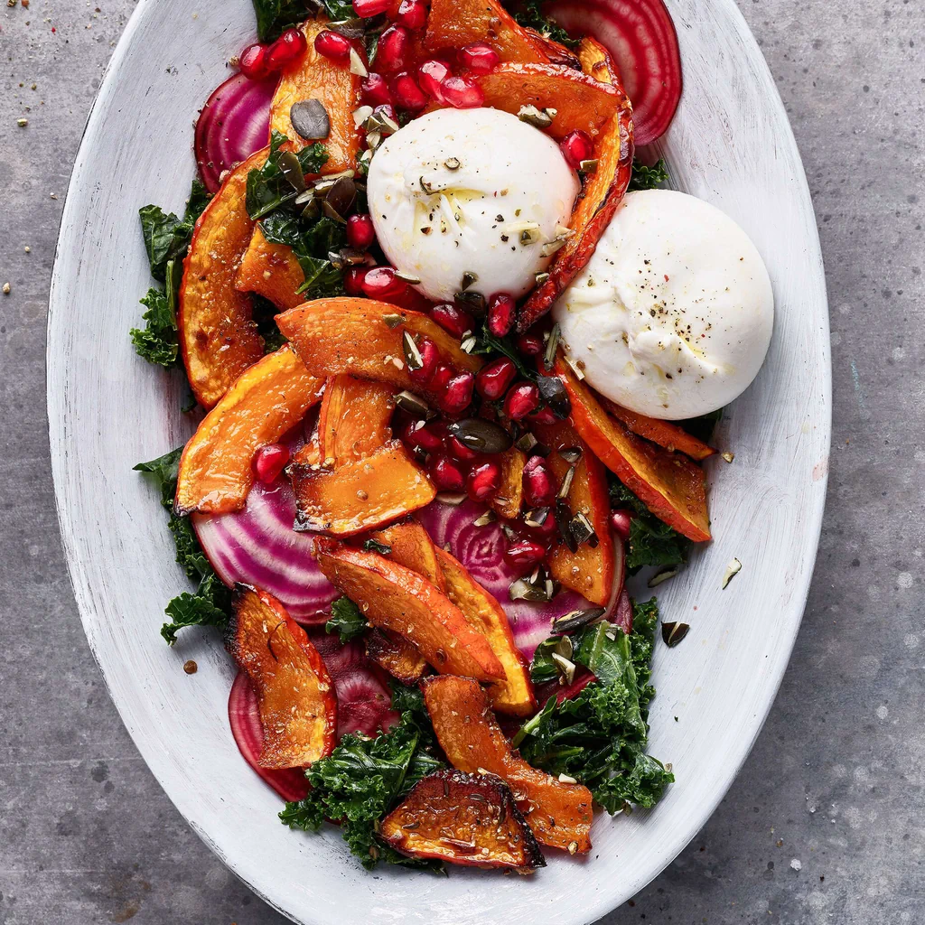 Kürbis-Salat mit Granatapfel-Dressing