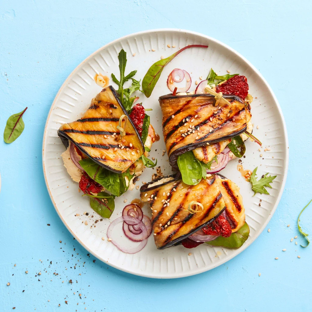 Sandwich d'aubergine au halloumi