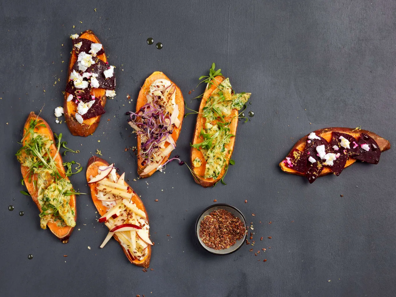Canapés de patate douce en trois versions