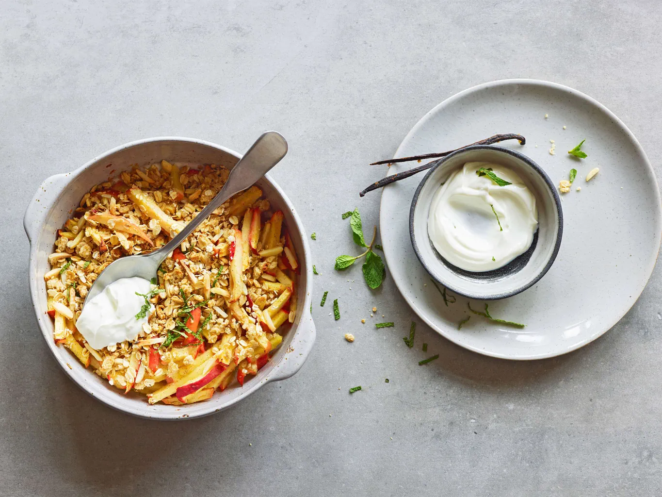 Crumble aux pommes et au yogourt