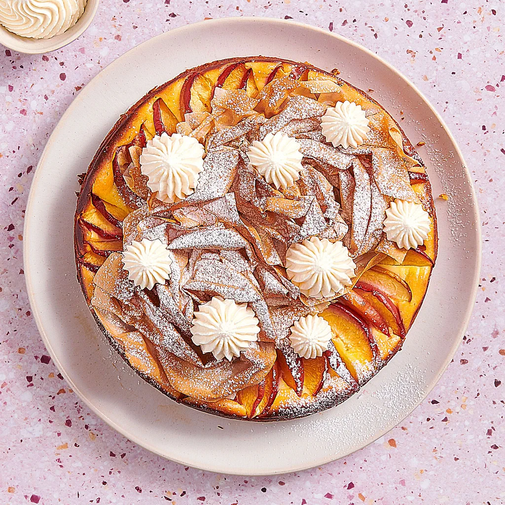 Torta strudel al budino e alle nettarine