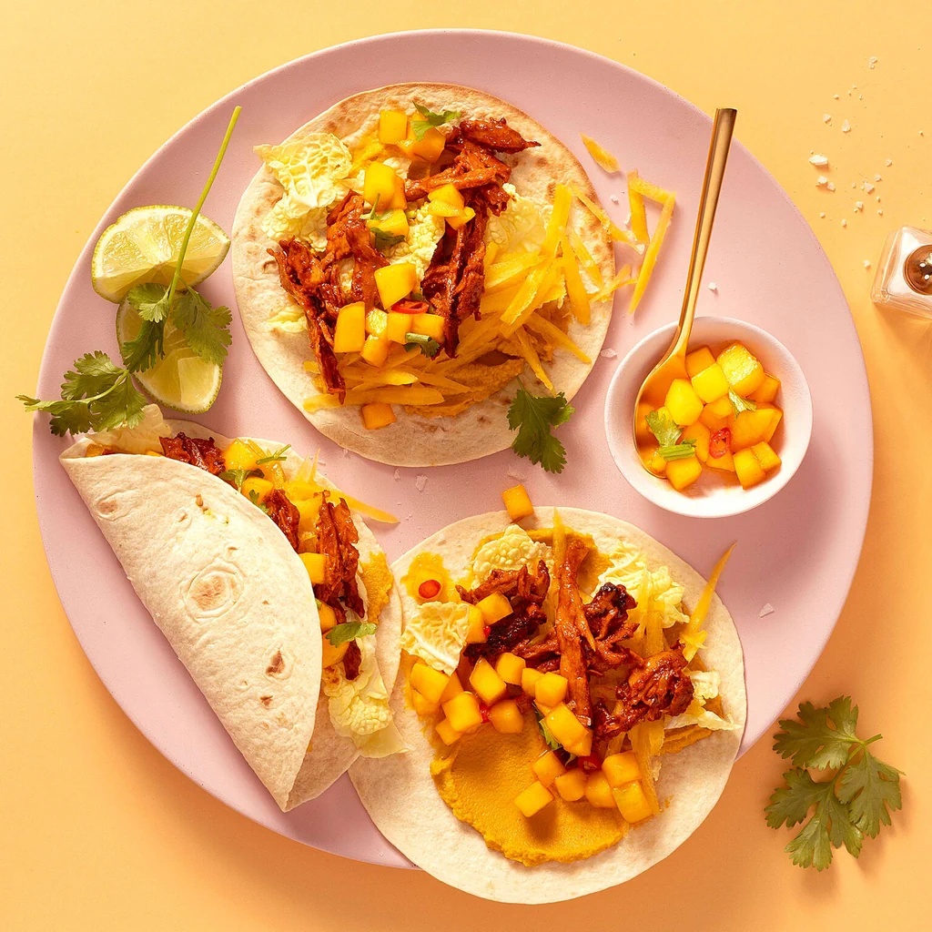 Tacos vegani con salsa al mango