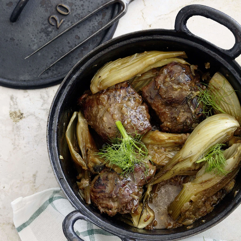Agneau au miel avec fenouil braisé