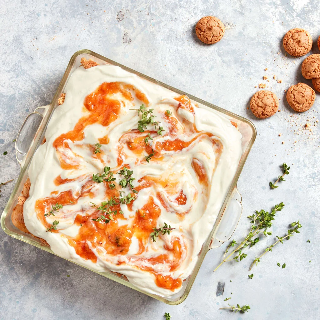 Tiramisù aux pêches et aux amaretti