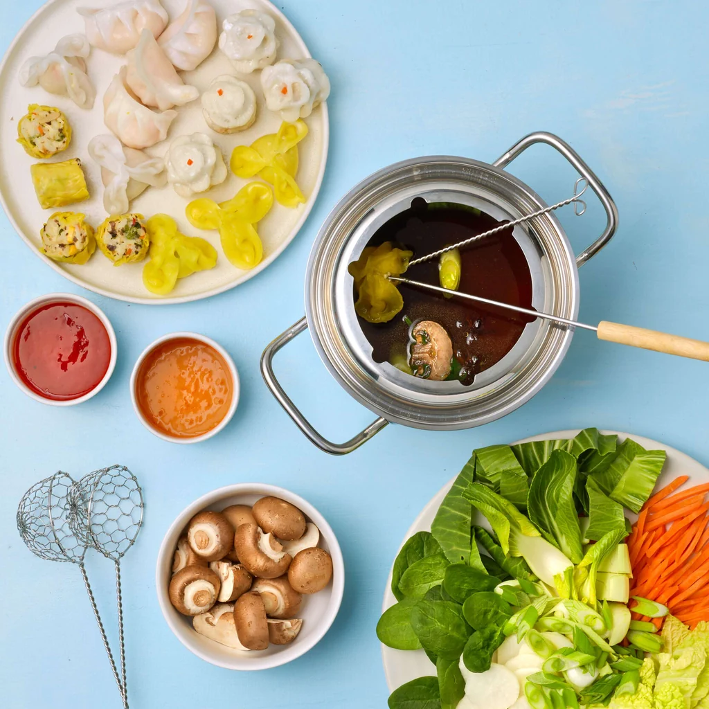 Fondue chinoise con dumpling